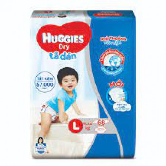 Bỉm tã dán Huggies Dry size L 68 miếng (9 - 14kg)